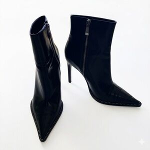 Zara Black Pointed Toe Studded Stiletto Ankle Boots Women’s Size EU 37/ US 6.5/7